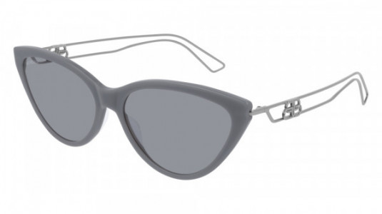 Balenciaga BB0052S Sunglasses, 004 - GREY with RUTHENIUM temples and GREY lenses