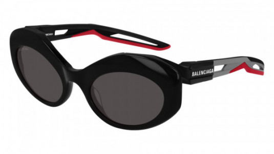 Balenciaga BB0053S Sunglasses, 001 - BLACK with GREY temples and GREY lenses