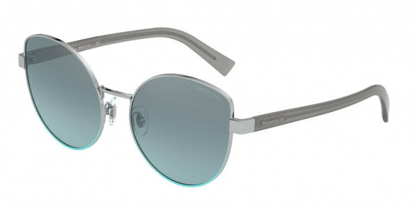 Tiffany & Co. TF3068 Sunglasses, 61437C SILVER GRADIENT BLUE AZURE MIR (SILVER)