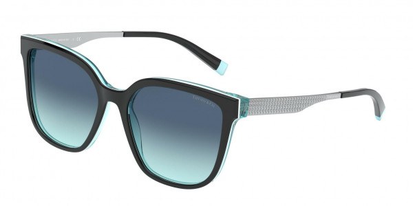 Tiffany & Co. TF4165F Sunglasses, 82749S BLACK ON CRYSTAL TIFFANY BLUE (BLACK)