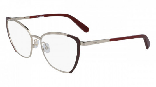 Ferragamo SF2187 Eyeglasses, (744) GOLD/BURGUNDY