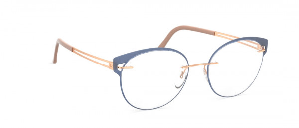 Silhouette Aperture Accent Rings FV Eyeglasses, 3530 Rosegold / Velvet Blue