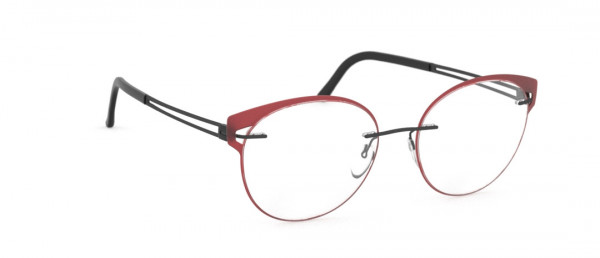 Silhouette Aperture Accent Rings FV Eyeglasses, 9040 Black / Royal Red