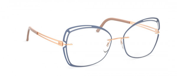 Silhouette Aperture Accent Rings JG Eyeglasses, 3530 Rosegold / Velvet Blue