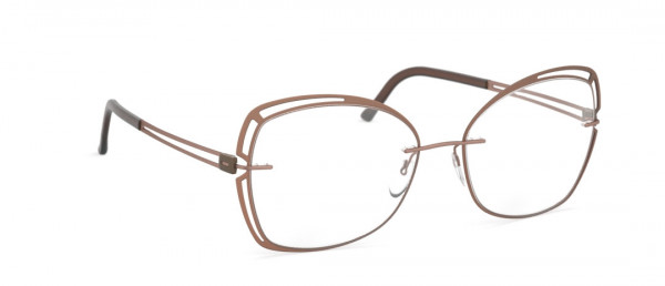 Silhouette Aperture Accent Rings JG Eyeglasses, 6040 Leather Brown