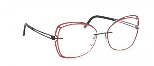 Silhouette Aperture Accent Rings JG Eyeglasses, 9040 Black / Royal Red