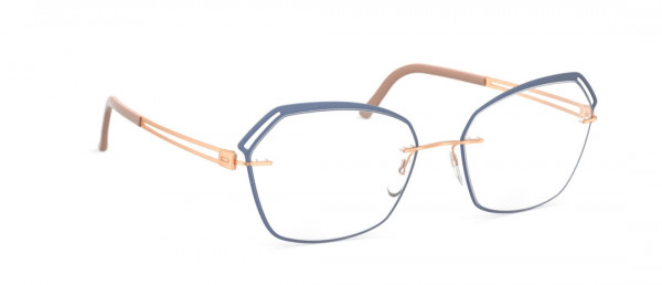Silhouette Aperture Accent Rings JI Eyeglasses, 3530 Rosegold / Velvet Blue