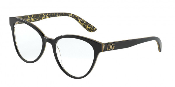 Dolce & Gabbana DG3320 Eyeglasses, 3215 BLACK ON DAMASCO GLITTER BLACK (BLACK)