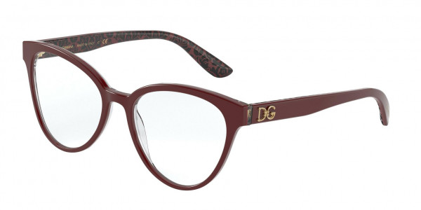 Dolce & Gabbana DG3320 Eyeglasses, 3233 BORDEAUX/DAMASCO GLITTER BLACK (BORDEAUX)