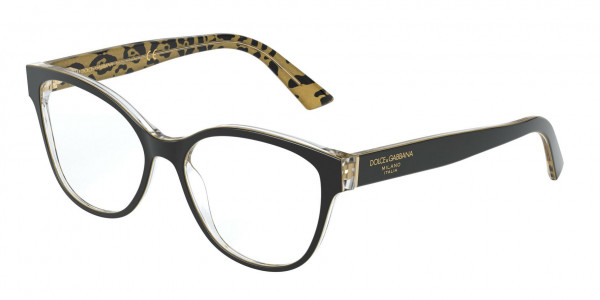 Dolce & Gabbana DG3322 Eyeglasses, 3235 BLACK ON LEO GLITTER GOLD (BLACK)