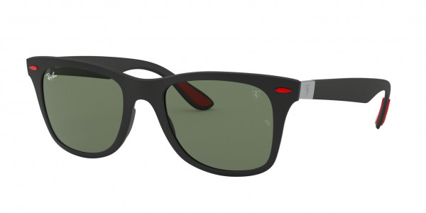 Ray-Ban RB4195MF FERRARI Sunglasses, F60271 FERRARI MATTE BLACK DARK GREEN (BLACK)