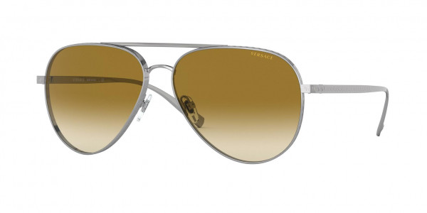 Versace VE2217 Sunglasses, 12526G PALE GOLD LIGHT GREY MIRROR SI (GOLD)