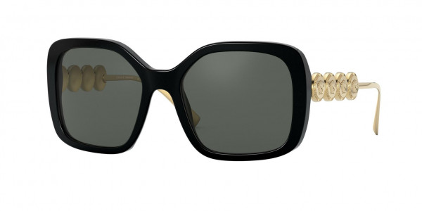 Versace VE4375F Sunglasses, GB1/87 BLACK DARK GREY (BLACK)