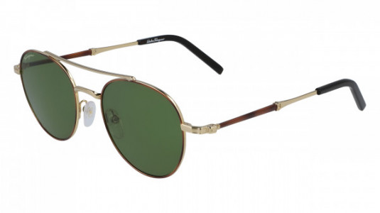 Ferragamo SF224S Sunglasses, (726) SHINY GOLD/OLIVE GREEN