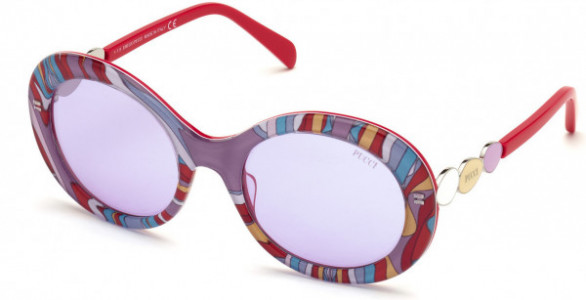 Emilio Pucci EP0127 Sunglasses, 66S - Shiny Fuchsia W. Inner Front Coral Burle Print/ Lilac Lenses