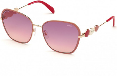 Emilio Pucci EP0128 Sunglasses, 28F - Shiny Rose Gold, Rose Front, Fuchsia Tips/ Gradient Violet Lenses