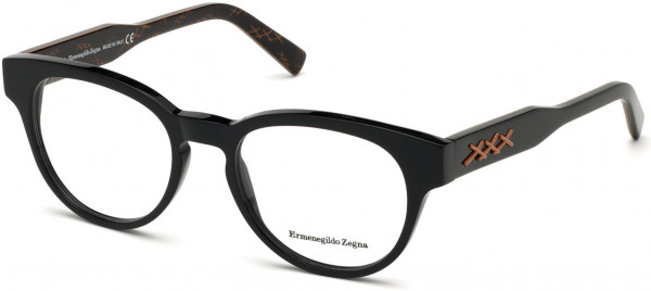 Ermenegildo Zegna EZ5174 Xxx 8 Eyeglasses, 001 - Shiny Black, Triple Xxx Vicuna Logo