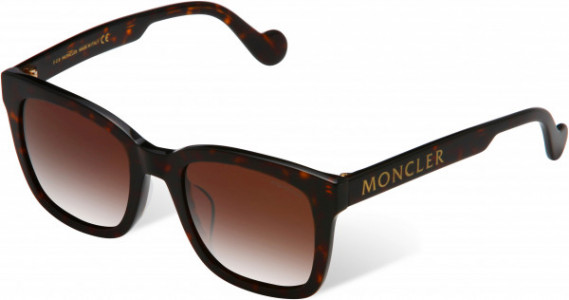 Moncler ML0113-K Sunglasses, 52J - Shiny Classic Dark Havana W. Gold Moncler Logo/ Brown Lenses