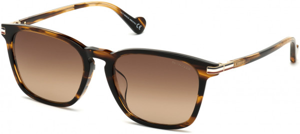 Moncler ML0133-D Sunglasses, 50F - Warm Brown W. Amber Stripes, R.w.b. Temples/ Grad. Brown Lenses