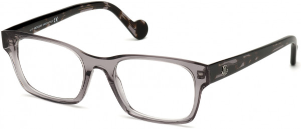Moncler ML5070 Eyeglasses, 020 - Shiny Transparent Grey W. Black & Grey Havana