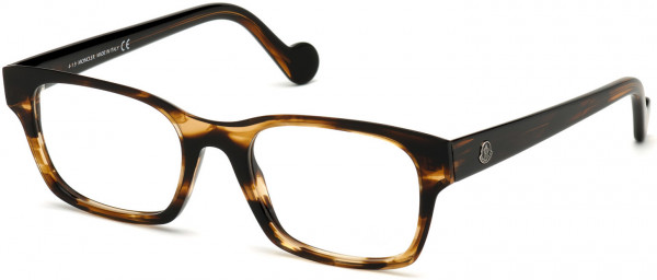 Moncler ML5070 Eyeglasses, 055 - Dark Brown W. Amber Stripes