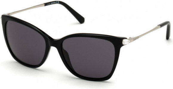 Swarovski SK0267 Sunglasses, 01A - Shiny Black  / Smoke