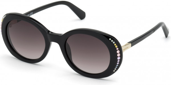 Swarovski SK0281 Sunglasses, 01B - Shiny Black  / Gradient Smoke