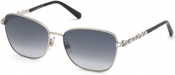 Swarovski SK0284 Sunglasses, 16C - Shiny Palladium / Smoke Mirror