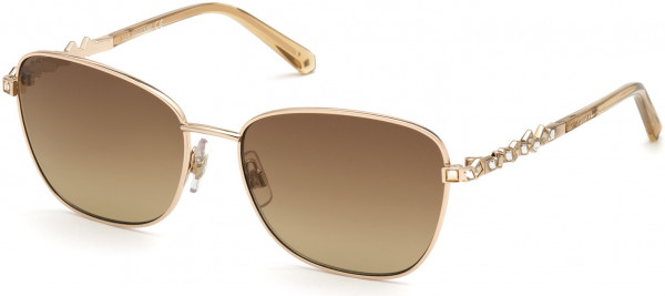 Swarovski SK0284 Sunglasses, 28F - Shiny Rose Gold / Gradient Brown
