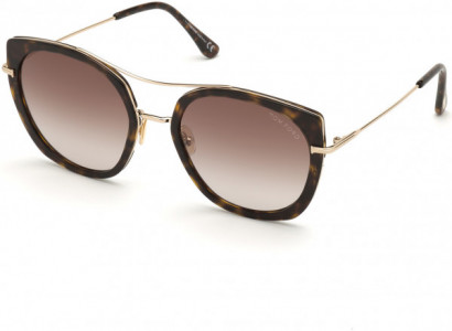 Tom Ford FT0760 Sunglasses, 52F - Shiny Classic Dk. Havana W. Shiny Rose Gold/ Gradient Brown Lenses