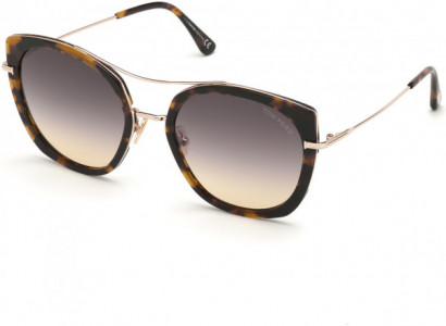 Tom Ford FT0760 Sunglasses, 55B - Shiny Vintage Havana W. Shiny Rose Gold/ Grad. Smoke-To-Yellow Lenses
