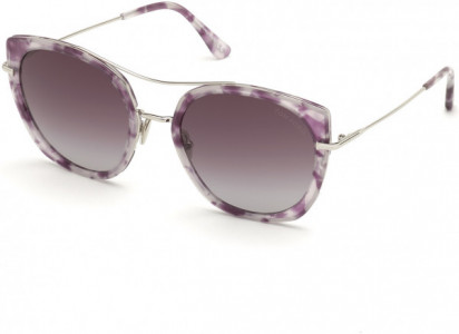 Tom Ford FT0760 Sunglasses, 56T - Shiny Vintage Lilac Havana W. Shiny Palladium/ Grad. Burgundy Lenses