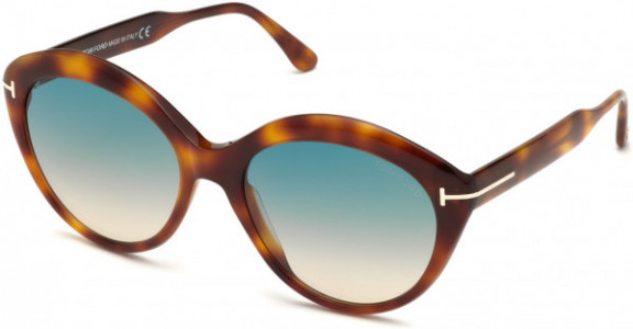 Tom Ford FT0763 Maxine Sunglasses, 53P - Shiny Classic Havana/ Gradient Turquoise-To-Sand Lenses