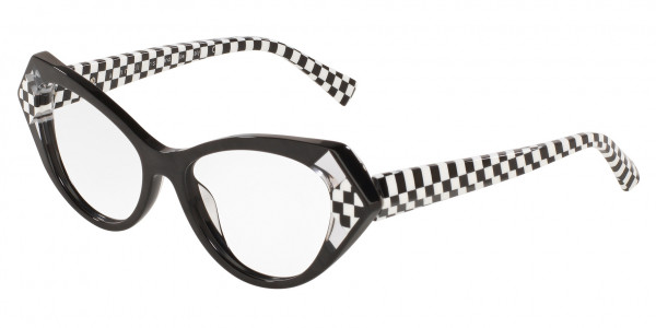 Alain Mikli A03108 ISABEAU Eyeglasses, 001 NOIR MIKLI/CRYSTAL/BLACK WHITE (BLACK)