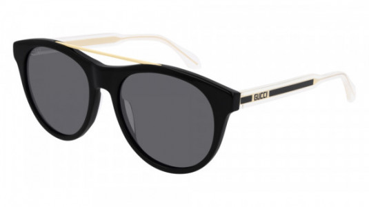 Gucci GG0559S Sunglasses, 001 - BLACK with CRYSTAL temples and GREY lenses
