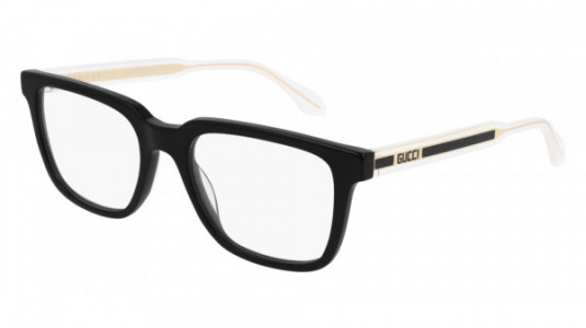 Gucci GG0560O Eyeglasses, 005 - BLACK with CRYSTAL temples and TRANSPARENT lenses