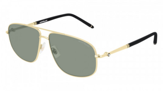 Montblanc MB0069S Sunglasses, 002 - GOLD with GREEN lenses