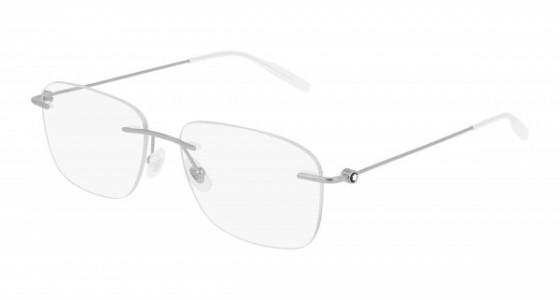 Montblanc MB0075O Eyeglasses, 003 - SILVER with TRANSPARENT lenses