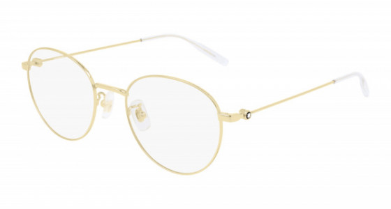 Montblanc MB0085OK Eyeglasses, 002 - GOLD with TRANSPARENT lenses