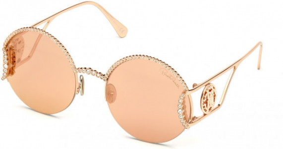 Roberto Cavalli RC1123 Sunglasses, 33G - Shiny Pink Gold, Crystal Dãƒâ©Cor / Pink Mirrored