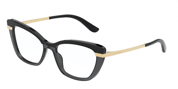 Dolce & Gabbana DG3325 Eyeglasses, 3246 BLACK ON TRANSPARENT BLACK (BLACK)