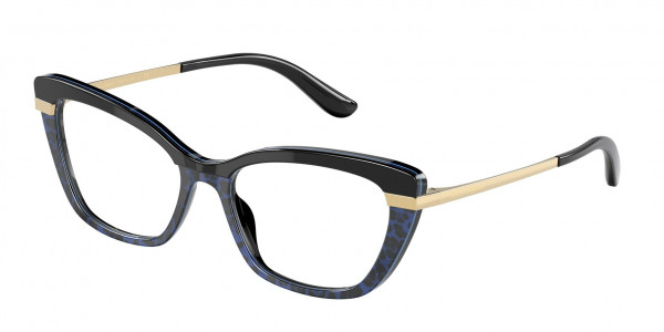 Dolce & Gabbana DG3325F Eyeglasses, 3318 BLACK/LEO BLUE (BLACK)
