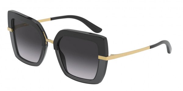 Dolce & Gabbana DG4373 Sunglasses, 32468G BLACK ON TRANSPARENT BLACK LIG (BLACK)