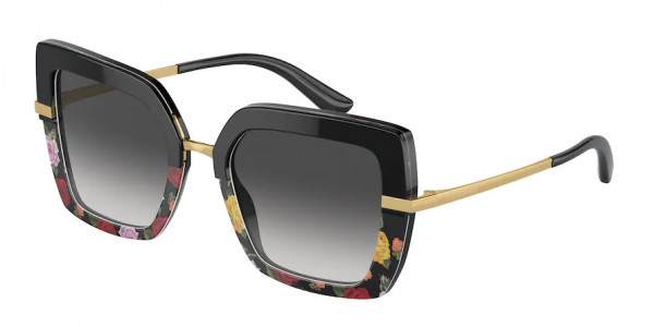 Dolce & Gabbana DG4373 Sunglasses, 34008G BLACK ON WINTER FLOWERS PRINT (BLACK)