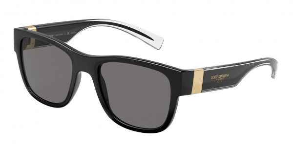 Dolce & Gabbana DG6132 Sunglasses, 675/T3 BLACK POLAR GREY (BLACK)