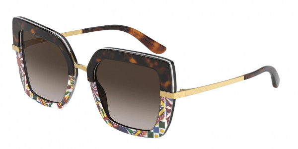 Dolce & Gabbana DG4373F Sunglasses, 327813 HAVANA/PRINT CARRETTO BROWN GR (BROWN)