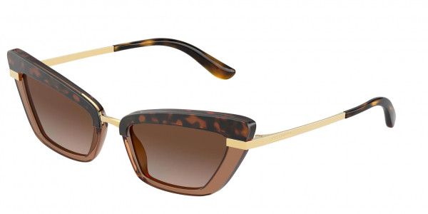 Dolce & Gabbana DG4378F Sunglasses, 325613 HAVANA ON TRANSPARENT BROWN (BROWN)
