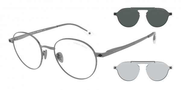 Giorgio Armani AR6107 Sunglasses, 30031W MATTE GUNMETAL CLEAR (GREY)