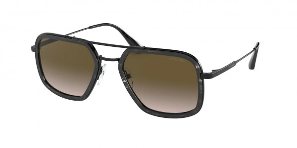 Prada PR 57XS Sunglasses, 05A1X1 STRIPPED GREY/BLACK BROWN GRAD (GREY)