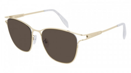 Alexander McQueen AM0218SK Sunglasses, 002 - GOLD with BROWN lenses